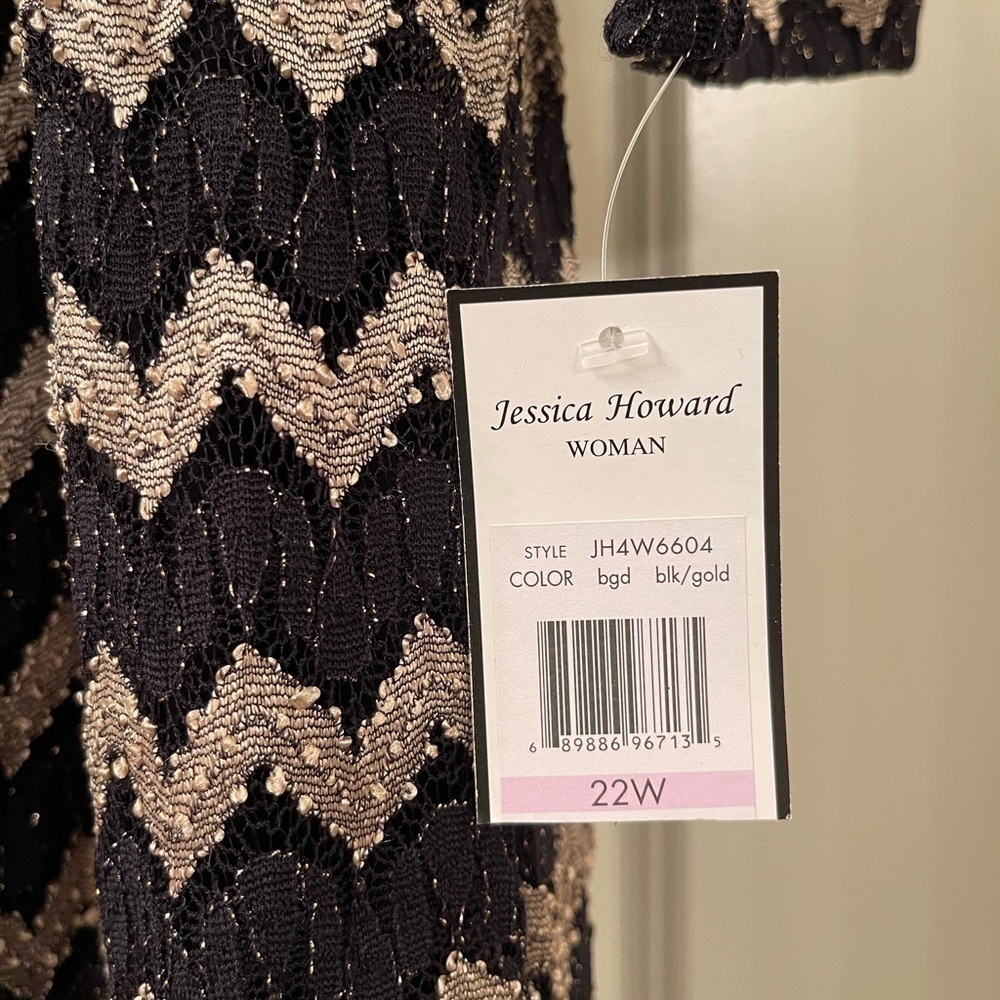 JESSICA Howard Black & Gold Lace Evening Dress Size 22W NWT - Picture 4 of 6